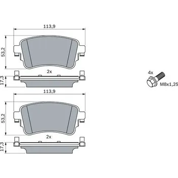 Brzdová destička Sada brzdových destiček, kotoučová brzda, , 1617936880, SU001A6136, BOSCH, 0 986 424 857