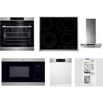 Set domácích spotřebičů AEG BSK782380M + AEG Mastery DirectTouch HK654070XB + AEG Mastery DBB5660HM + AEG Mastery MSB2547D-M + AEG FEE72706PM + AEG Mastery FlexiShelf SCE818D3LC