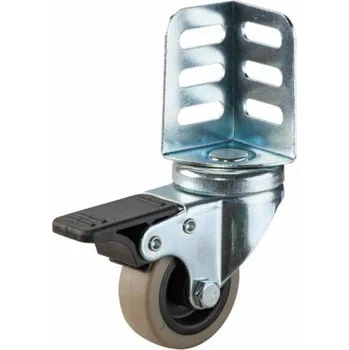 Pojezdové kolečko Nábytkové pryžové kolečko otočné s rohovým uchycením a brzdou, průměr 50 mm, nosnost 40 kg - F27.050.SO