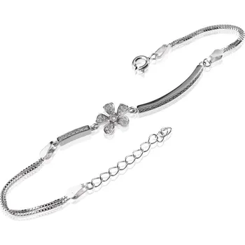 Náramek Stříbrný náramek se zirkonovou květinou - Meucci SB141