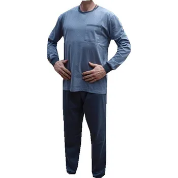 Pánské pyžamo xcena Pyžamo pánské bavlněné s dl. nohavicí šedá XXL