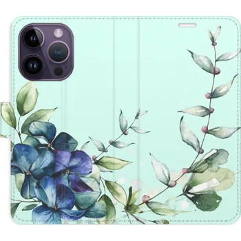 Pouzdro na mobilní telefon Flipové pouzdro iSaprio - Blue Flowers - iPhone 14 Pro