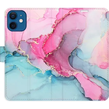 Pouzdro na mobilní telefon Flipové pouzdro iSaprio - PinkBlue Marble - iPhone 12 mini