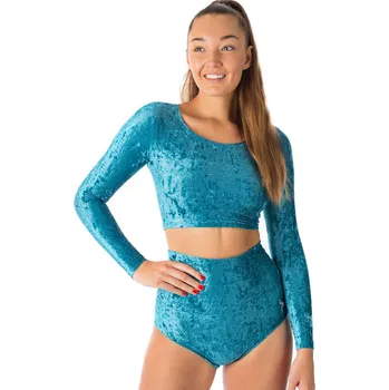 Dámský svetr Dragonfly,Sametový crop top PAVI 28, tyrkysová M