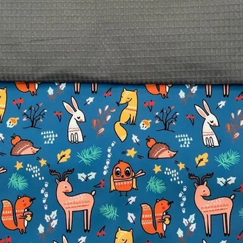 Kočárek i:zy Li:zzy Nepadací deka do kočárku TFK mono - letní Barva: zvířátka na modré/šedá tenká deka pro letní projížďky