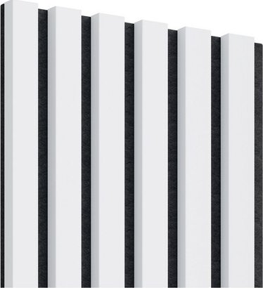 Akustické panely - lamely na černé plsti - Bílá MAT 30 x 275 cm