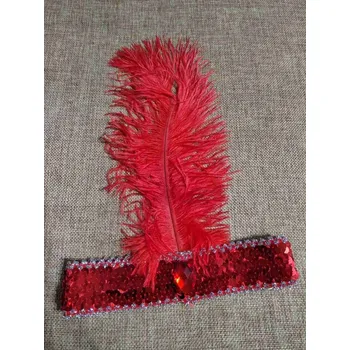 Karnevalový doplněk Karnevalová čelenka flitrová s peřím retro červená