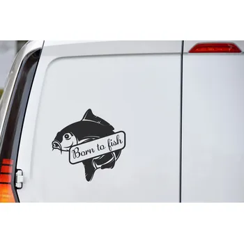 Samolepící dekorace Lepy.cz Samolepka na auto Born to fish Velikost (šířka x výška): 15x15cm, Barevná varianta: Tmavě červená