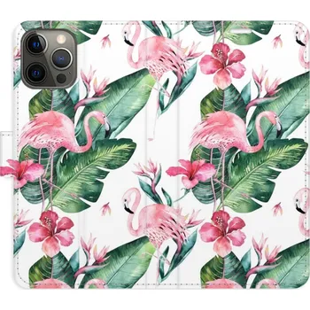 Pouzdro na mobilní telefon Flipové pouzdro iSaprio - Flamingos Pattern - iPhone 12/12 Pro