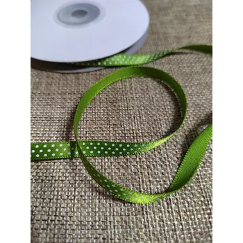 Stuha Saténová stuha s jemnými puntíky šíře 6 mm zelená