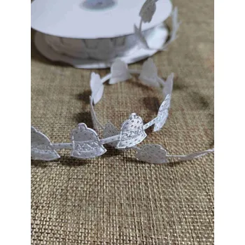 Krajka Saténový prýmek šíře 20 mm vánoční zvonečky s glitry bílý