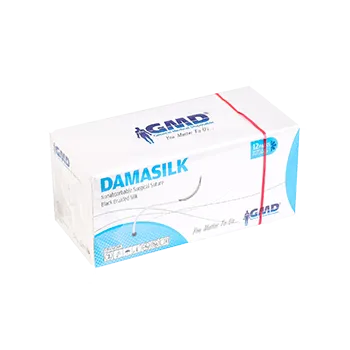 Náplast DAMASILK USP 3-0/75cm/jehla 19mm, 3/8, reverzní řez, hedvábí, černá (12ks/bal)