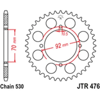 Řetězová sada pro motocykl Zadní rozeta Ocelová JTR476 45 zubů