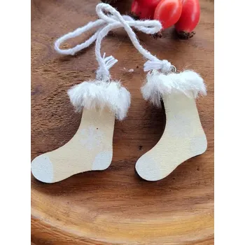 Vánoční dekorace Vánoční dekorace dřevěná ponožky přírodní