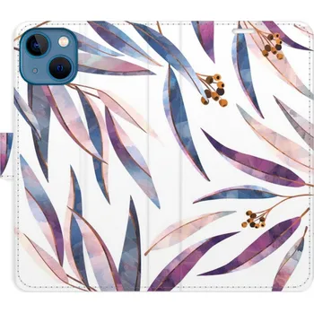 Pouzdro na mobilní telefon Flipové pouzdro iSaprio - Ornamental Leaves - iPhone 13