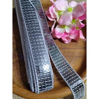 Krajka Flitrový prýmek šíře 22 mm šedá tmavá