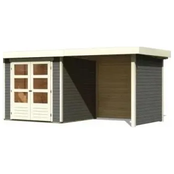 Zahrada dřevěný domek KARIBU ASKOLA 2 + přístavek 240 cm včetně zadní a boční stěny (82906) terragrau