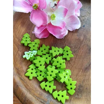 Knoflík Knoflík vánoční stromeček 13x17 mm 2 barvy, Barva Zelená světlá