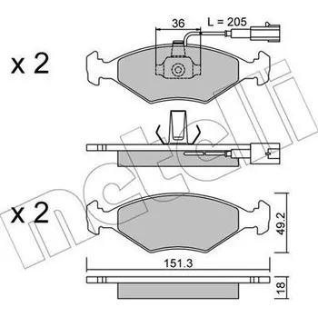Brzdový systém Sada brzdových destiček, kotoučová brzda, , 71738157, 71770956, 77362175, 9947982, 9947996, METELLI, 22-0273-0