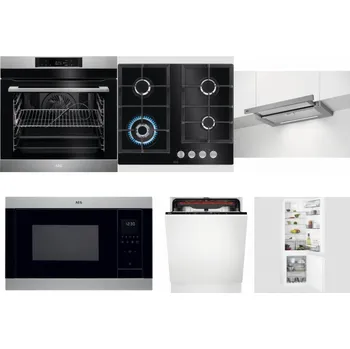 Set domácích spotřebičů AEG BPK742380M + AEG Mastery SpeedBurner HKB64420NB + AEG DPE5660M + AEG Mastery MSB2547D-M + AEG Mastery MaxiFlex FSB53927Z + AEG Mastery NoFrost SCB618F6TS