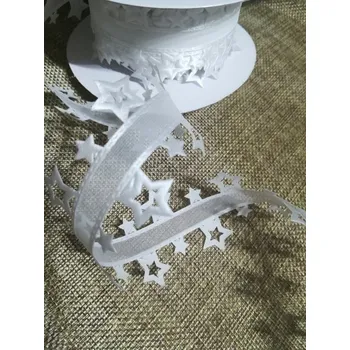 Stuha Vysekávaná stuha hvězdy šíře 40 mm bílá