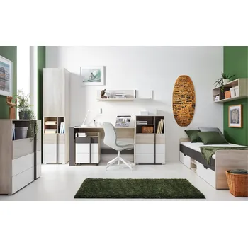 Pohovka Nábytek PEGAS s.r.o. Dětský pokoj REMO-A s postelí 120x200cm, Dub Wilton bílý/Bílá Lux/Antracit