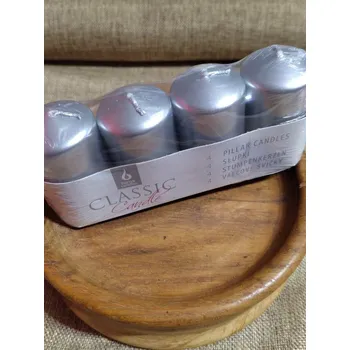 Svíčka Adventní svíčky 4x7 cm válec 4 ks stříbrná