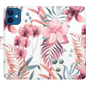 Pouzdro na mobilní telefon Flipové pouzdro iSaprio - Pink Flowers 02 - iPhone 12 mini