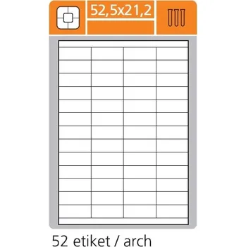 Samolepící etiketa Print etikety A4 PLUS pro laserový a inkoustový tisk - 52,5 x 21,2 mm (52etiket/ arch)
