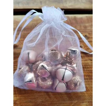 Rolničky v organzovém pytlíku 15 ks pudrové