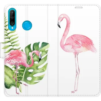 Pouzdro na mobilní telefon Flipové pouzdro iSaprio - Flamingos - Huawei P30 Lite