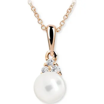 Přívěsek ŠPERKY-NM, Zlatý přívěsek s perlou a zirkony 847 Barva zlata: růžová