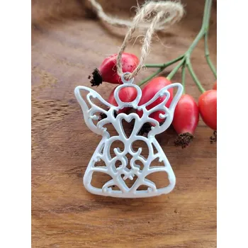 Kovový anděl k zavěšení 3D bílá