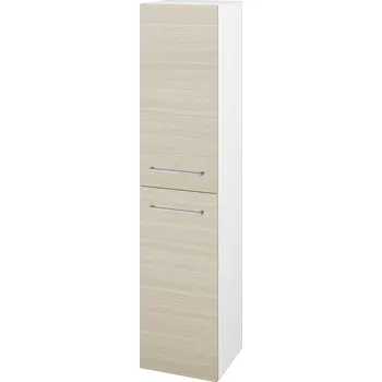 Koupelnový nábytek Dřevojas Vysoká skříň s košem DOS SVD2K 35 - N01 Bílá lesk / Úchytka T04 / D04 Dub / Levé