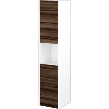 Koupelnový nábytek Dřevojas Vysoká skříň BONO SVD2O 35 - N01 Bílá lesk / Úchytka T34 / D06 Ořech / Levé