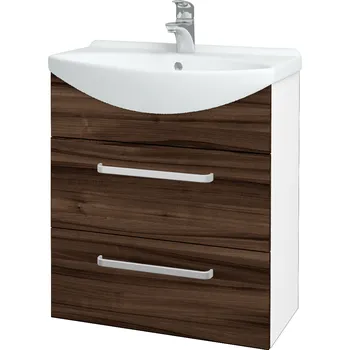 Koupelnový nábytek Dřevojas Koupelnová skříňka TAKE IT SZZ2 65 - N01 Bílá lesk / Úchytka T01 / D06 Ořech