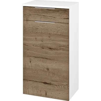 Koupelnový nábytek Dřevojas Nízká skříňka DOS SNDZ 50 - N01 Bílá lesk / Úchytka T05 / D21 Tobacco / Levé