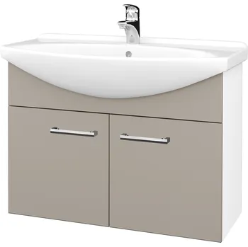 Koupelnový nábytek Dřevojas Koupelnová skříňka TAKE IT SZD2 85 - N01 Bílá lesk / Úchytka T03 / N07 Stone