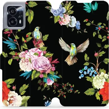Pouzdro na mobilní telefon Flipové pouzdro Mobiwear - Motorola Moto G13 - VD09S Ptáčci a květy (Knížkové flip pouzdro, obal, kryt na mobil Motorola Moto G13 - VD09S Ptáčci a květy, materiál Umělá kůže + TPU - ochrana 360°, stojánek, silikonová vanička, magnetické zavírání)