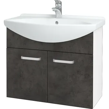 Koupelnový nábytek Dřevojas Koupelnová skříňka TAKE IT SZD2 75 - N01 Bílá lesk / Úchytka T01 / D16 Beton tmavý