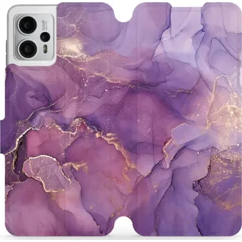 Pouzdro na mobilní telefon Flipové pouzdro Mobiwear - Motorola Moto G23 - VP20S Fialový mramor (Knížkové flip pouzdro, obal, kryt na mobil Motorola Moto G23 - VP20S Fialový mramor, materiál Umělá kůže + TPU - ochrana 360°, stojánek, silikonová vanička, magnetické zavírání)