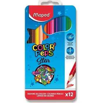 Pastelka Pastelky Maped, trojhranné, 12 kusů, v plechové krabičce