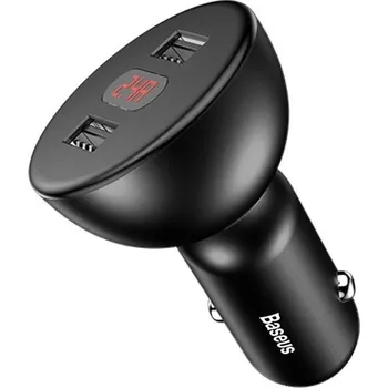 Adaptér do auta Baseus 360° Dual Digital display, 2x USB černý (CCALL-YT01)