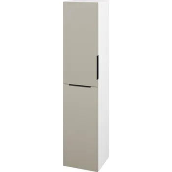 Koupelnový nábytek Dřevojas Vysoká skříň s košem DOS SVD2K 35 - N01 Bílá lesk / Úchytka T07 / M05 Béžová mat / Levé