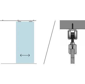 Interiérové dveře JAP Posuv basic do stropu pro skleněné dveře šířka průchodu/ délka kolejnice: 110/ 235 cm