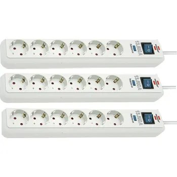 Elektrická zásuvka Brennenstuhl 1159720216-3 zásuvková lišta s přepěťovou ochranou 6násobná bílá DE schuko zástrčka/zásuvky 3 ks