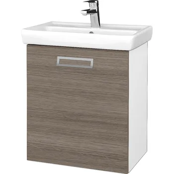 Koupelnový nábytek Dřevojas Koupelnová skříňka DOOR SZD 55 - N01 Bílá lesk / Úchytka T39 / D03 Cafe / Levé
