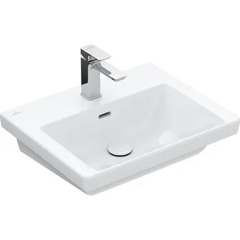 Umyvadlo Villeroy & Boch Subway 3.0 umyvadlo 55x44 cm, otvor pro baterii, s přepadem, CeramicPlus, bílá Alpin (4A7055R1)