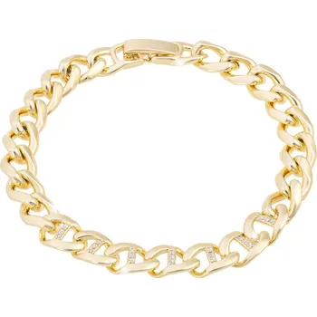 Náramek biju Pozlacený náramek 14k pletený, ozdobený drobnými zirkony 2002195