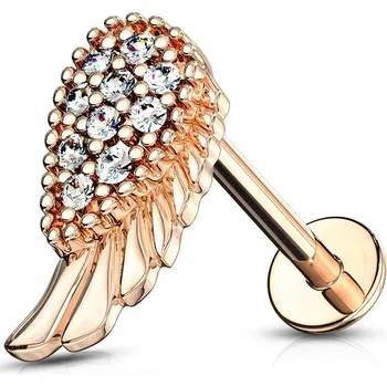 Piercing Šperky4U Labreta / piercing do brady - křídlo zlacené - LB0005-RD